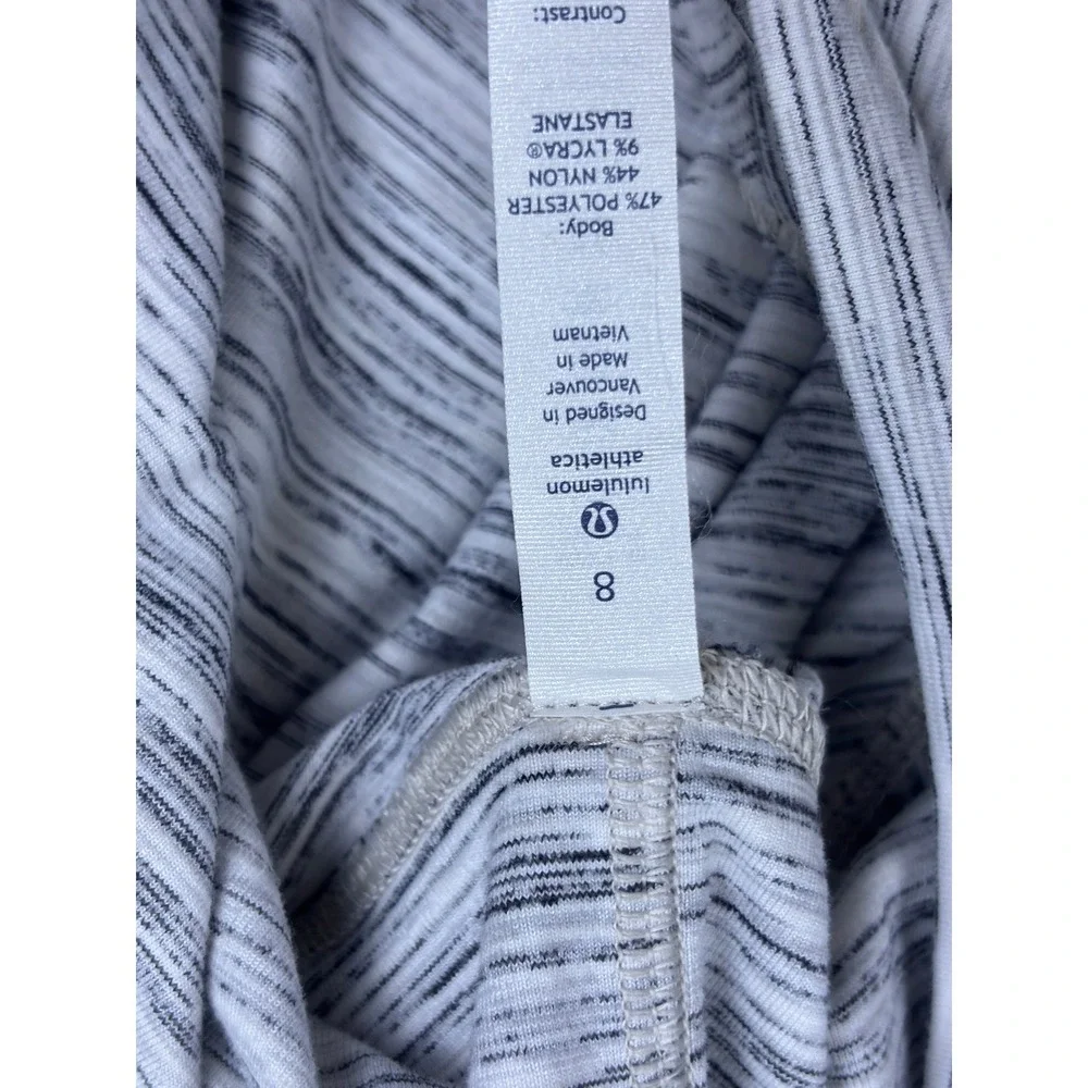 Lululemon Space Dye Crossover Hooded Pullover Running Top White Black Size 8